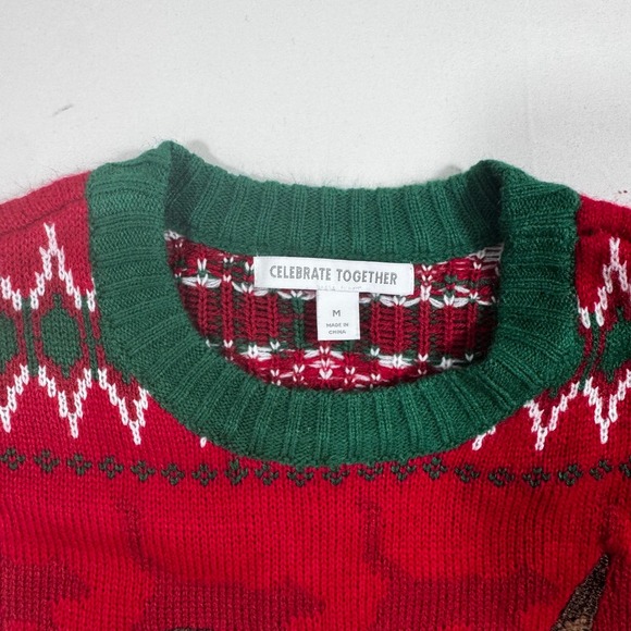 Ugly Christmas Sweater Cats Kittens Fair Isle Red Green Knit M Holiday Cozy Xmas - Picture 3 of 10